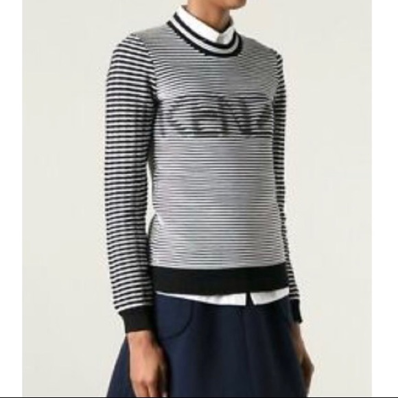 Kenzo Black and White Striped Knit Sweater - Picture 3 of 8
